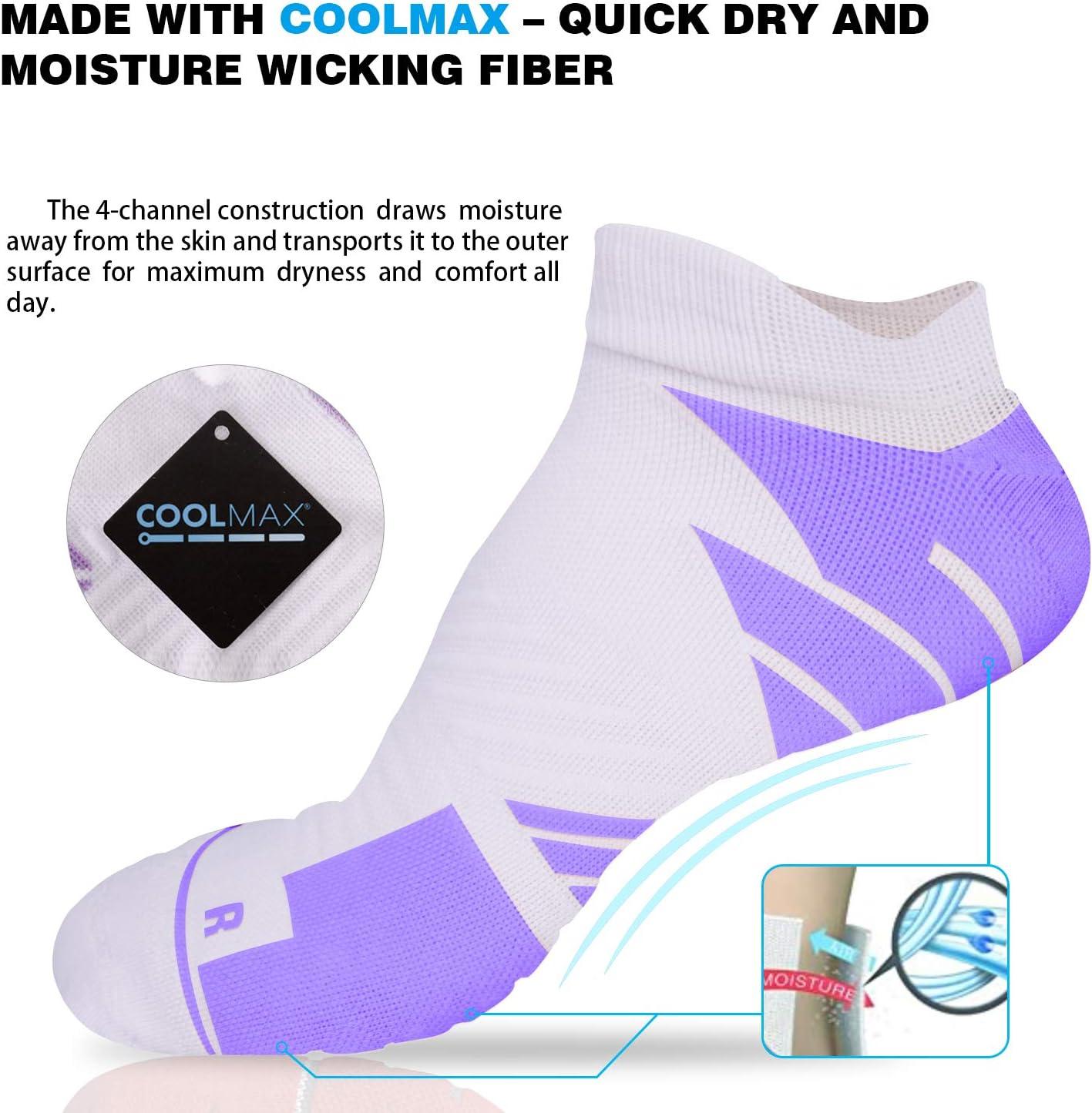 imageHylaea No Show Running Athletic AntiBlister Wicking Coolmax Socks Seamless Antiodor3 Pairs Multicolor