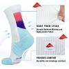 imageHylaea Athletic Running Socks with Cushion Crew Length AntiBlister Moisture Wicking Seamless Toe Pink White Large 2 Pairs
