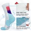 imageHylaea Athletic Running Socks with Cushion Crew Length AntiBlister Moisture Wicking Seamless Toe Pink White Large 2 Pairs
