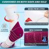 imageHylaea Compression Running Socks for men Coolmax AntiBlister Cushion Crew Socks for Athletic Moisture Wicking ampamp SeamlessLight Red Red Dark Red 3 Pairs