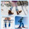 imageHylaea Merino Wool Ski Socks Kids Kneehigh Warm Thermal Snowboard Skating Socks for Boys Girls ToddlerGrey Blue 2 Pairs