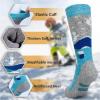 imageHylaea Merino Wool Ski Socks Kids Kneehigh Warm Thermal Snowboard Skating Socks for Boys Girls ToddlerGrey Blue 2 Pairs