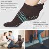 imageHylaea Unisex Non Slip Socks with Grip for Yoga Hospital Pilates Barre  Ankle Cushioned1 Dark Green Dark Grey Coffee 3 Pairs