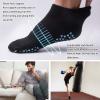 imageHylaea Unisex Non Slip Socks with Grip for Yoga Hospital Pilates Barre  Ankle Cushioned2 Pairs Black Gray Bicolor Grips