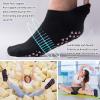 imageHylaea Unisex Non Slip Socks with Grip for Yoga Hospital Pilates Barre  Ankle Cushioned2 Pairs Black Navy