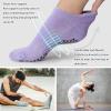 imageHylaea Unisex Non Slip Socks with Grip for Yoga Hospital Pilates Barre  Ankle Cushioned3 Pairs Pink Purple Blue