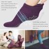 imageHylaea Unisex Non Slip Socks with Grip for Yoga Hospital Pilates Barre  Ankle Cushioned3 Pairs Pink Purple Red