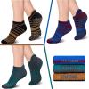 imageHylaea Unisex Non Slip Socks with Grip for Yoga Hospital Pilates Barre  Ankle Cushioned3 Pairs Stripe