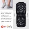 imageHylaea Unisex Non Slip Socks with Grip for Yoga Hospital Pilates Barre  Ankle Cushioned4 Pairs Black Grey
