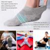 imageHylaea Unisex Non Slip Socks with Grip for Yoga Hospital Pilates Barre  Ankle Cushioned4 Pairs Black Grey Bicolor Grips