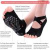 imageHylaea Yoga Socks for Women with Grip ampamp Non Slip Toeless Half Toe Socks for Ballet Pilates Barre DanceBlackCyanPink
