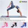 imageHylaea Yoga Socks for Women with Grip ampamp Non Slip Toeless Half Toe Socks for Ballet Pilates Barre DanceBlackCyanPink