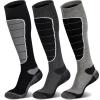imageHylaea Merino Wool Ski Socks Cold Weather Socks for Snowboarding Snow Winter Thermal Kneehigh Warm Socks HuntingBlack Dark Grey Grey 3 Pairs