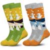 imageHylaea Merino Wool Ski Socks Kids Kneehigh Warm Thermal Snowboard Skating Socks for Boys Girls ToddlerOrange Yellow 2 Pairs