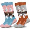 imageHylaea Merino Wool Ski Socks Kids Kneehigh Warm Thermal Snowboard Skating Socks for Boys Girls ToddlerPink Grey 2 Pairs
