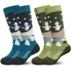 imageHylaea Merino Wool Ski Socks Kids Kneehigh Warm Thermal Snowboard Skating Socks for Boys Girls ToddlerRed Green 2 Pairs