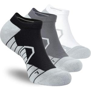 imageHylaea Athletic Running Socks Cushion Padded Moisture Wicking Low Cut3 Pairs Black Grey White