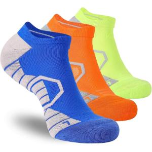 imageHylaea Athletic Running Socks Cushion Padded Moisture Wicking Low Cut3 Pairs Green Blue Orange
