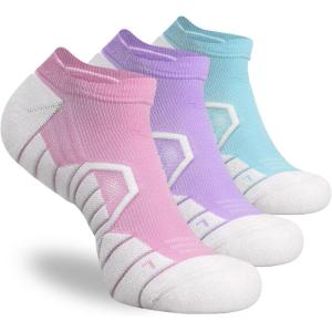 imageHylaea Athletic Running Socks Cushion Padded Moisture Wicking Low Cut3 Pairs Purple Red Green