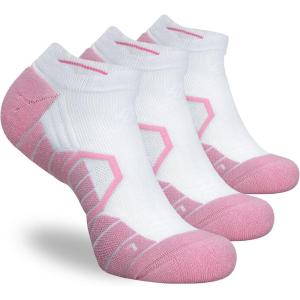imageHylaea Athletic Running Socks Cushion Padded Moisture Wicking Low Cut3 Pairs Red