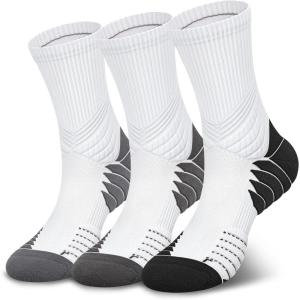 imageHylaea Compression Running Socks for men Coolmax AntiBlister Cushion Crew Socks for Athletic Moisture Wicking ampamp SeamlessLight Grey Dark Grey Black 3 Pairs