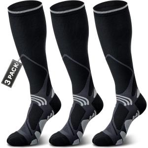 imageHylaea Knee High Compression Socks 2030 mmHg for Nurse Pregnancy Medical Running Sports Travel with Cushion Pad Circulation Graduated Seamless Moisture Wicking