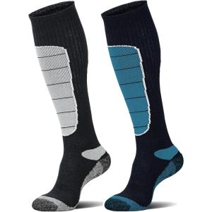 imageHylaea Merino Wool Ski Socks Cold Weather Socks for Snowboarding Snow Winter Thermal Kneehigh Warm Socks Hunting3blue Grey 2 Pairs