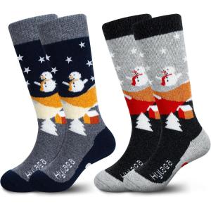imageHylaea Merino Wool Ski Socks Kids Kneehigh Warm Thermal Snowboard Skating Socks for Boys Girls ToddlerBlack Grey 2 Pairs