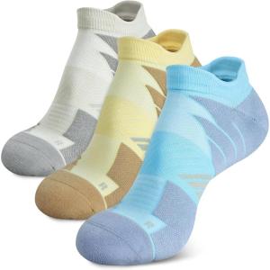 imageHylaea No Show Running Athletic AntiBlister Wicking Coolmax Socks Seamless Antiodor3 Pairs Blue Gray Yellow