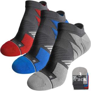 imageHylaea No Show Running Athletic AntiBlister Wicking Coolmax Socks Seamless Antiodor3 Pairs GreyRedBlue