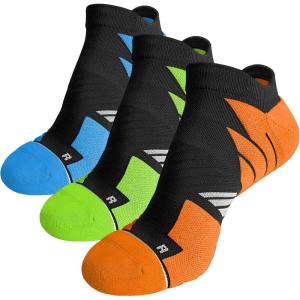 imageHylaea No Show Running Athletic AntiBlister Wicking Coolmax Socks Seamless Antiodor3 Pairs OrangeGreenBlue