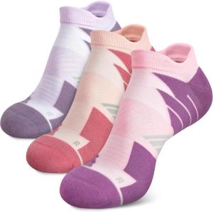 imageHylaea No Show Running Athletic AntiBlister Wicking Coolmax Socks Seamless Antiodor3 Pairs Pink Purple Red