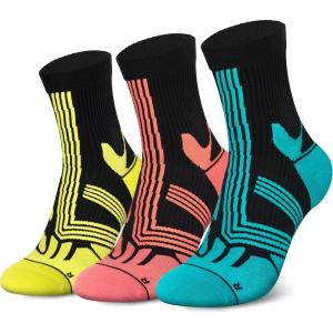 imageHylaea Quarter Athletic Running Socks No Blister Cushion Moisture Wicking Socks for Cycling Sport3 Pairs Blue Red Yellow