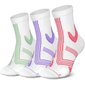 imageHylaea Quarter Athletic Running Socks No Blister Cushion Moisture Wicking Socks for Cycling Sport3 Pairs Red Purple Green