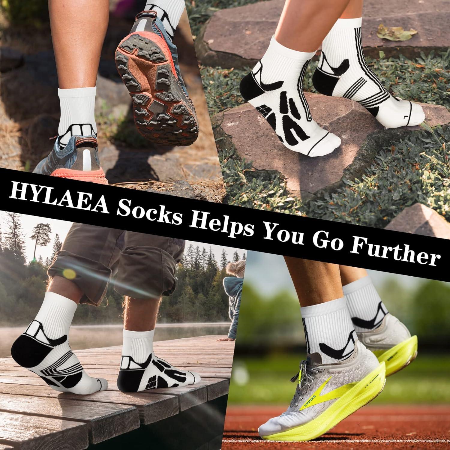 imageHylaea Quarter Athletic Running Socks for Men ampamp Women Cushion Moisture Wicking Socks for Cycling Sport No Blister Coolmax Ankle White Large