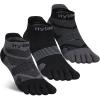 imageHylaea FiveToe Socks Coolmax Ankle Athletic Running Socks Moisture Wicking ampamp Max CushioningBlack Grey Black 3 Pairs