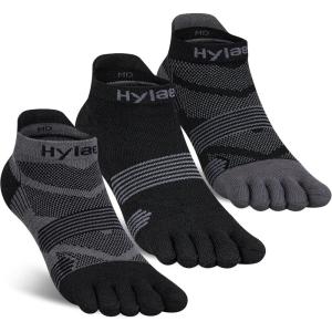 imageHylaea FiveToe Socks Coolmax Ankle Athletic Running Socks Moisture Wicking ampamp Max CushioningBlack Grey Black 3 Pairs