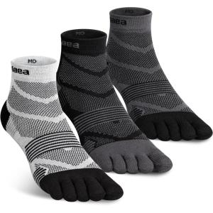imageHylaea FiveToe Socks Coolmax Ankle Athletic Running Socks Moisture Wicking ampamp Max CushioningBlack Grey White 3 Pairs