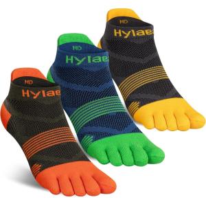 imageHylaea FiveToe Socks Coolmax Ankle Athletic Running Socks Moisture Wicking ampamp Max CushioningGreen Yellow Orange 3 Pairs
