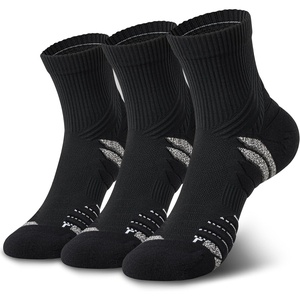 image:imageHylaea Quarter Compression Running Socks AntiBlister Athletic Socks with Cushion and Moisture Wicking CoolmaxBlack 3 Pairs