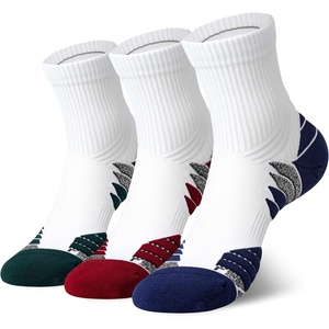 image:imageHylaea Quarter Compression Running Socks AntiBlister Athletic Socks with Cushion and Moisture Wicking CoolmaxDeep Blue Dark Green Red 3 Pairs