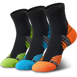 image:imageHylaea Quarter Compression Running Socks AntiBlister Athletic Socks with Cushion and Moisture Wicking CoolmaxOrange Green Blue 3 Pairs
