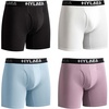 image:imageHylaea Mens Bamboo Boxer Briefs Breathable Moisture Wicking Underwear No Ride Up With 3D Pouch SupportBlack White Purple Light Blue