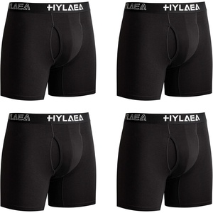 image:imageHylaea Mens Bamboo Boxer Briefs Breathable Moisture Wicking Underwear No Ride Up With 3D Pouch SupportBlack